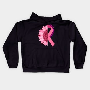 Breast Cancer Awareness Pink Sunflower Ribbon Kids Hoodie